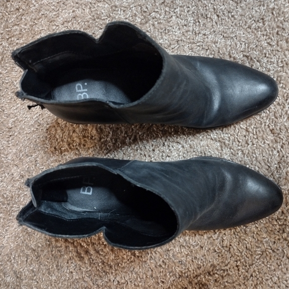 BP Black Leather Ankle Booties With Chunky Block Heel 8.5 - Picture 7 of 15